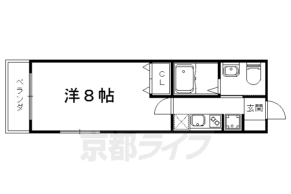 京都市東西線 椥辻駅 徒歩9分 3階建 築14年(1K/3階)の間取り写真