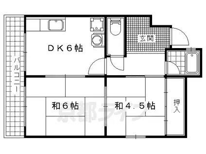 サンクレオ西野(2DK/1階)の間取り写真