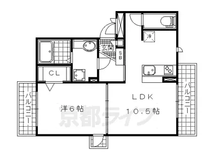 東海道本線 山科駅 徒歩10分 3階建 築14年(1LDK/2階)の間取り写真