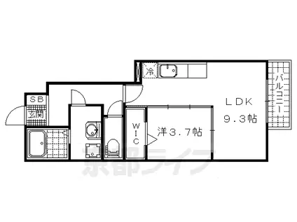 京都市東西線 小野駅(京都) 徒歩8分 2階建 築14年(1LDK/1階)の間取り写真