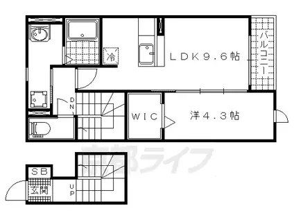 京都市東西線 小野駅(京都) 徒歩8分 2階建 築14年(1LDK/2階)の間取り写真