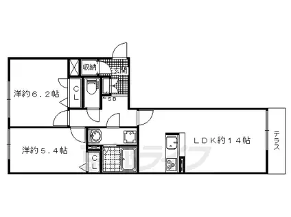 シャーメゾン乙出(2LDK/1階)の間取り写真