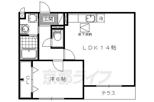京都市東西線 椥辻駅 徒歩12分 2階建 築14年(1LDK/1階)の間取り写真