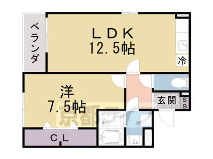 京都市東西線 椥辻駅 徒歩12分 2階建 築14年(1LDK/2階)の間取り写真
