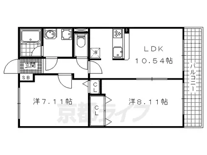 ファミール・コート辻脇(2LDK/2階)の間取り写真