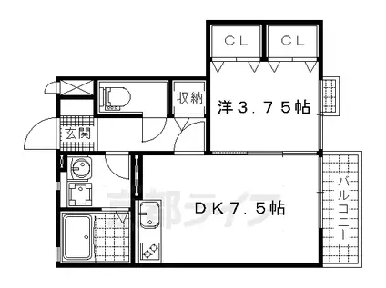 サーキディット(1DK/2階)の間取り写真