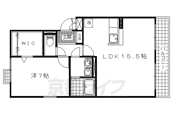レークタウンA棟(1LDK/1階)の間取り写真