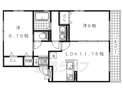 REED OTTS Ⅰ棟(2LDK/2階)の間取り写真