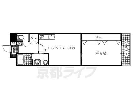 エリーフラッツ浜大津(1LDK/3階)の間取り写真