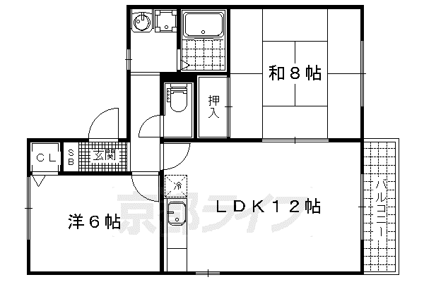 セゾン阪長(2LDK/2階)の間取り写真