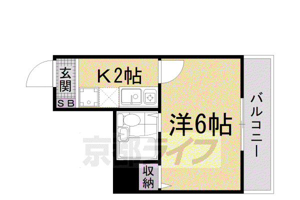 ドミノ石山(1K/3階)の間取り写真