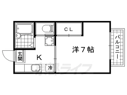 ポエム6(1K/1階)の間取り写真