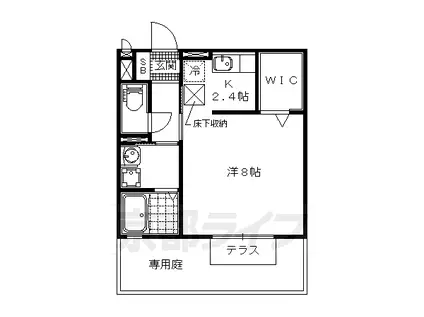 キャトルセゾン瀬田西(1K/1階)の間取り写真