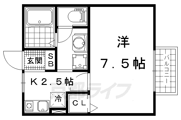 ホワイトクレイン(1K/2階)の間取り写真