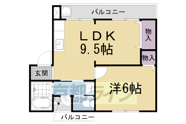 グランコートビワコ(1LDK/1階)の間取り写真