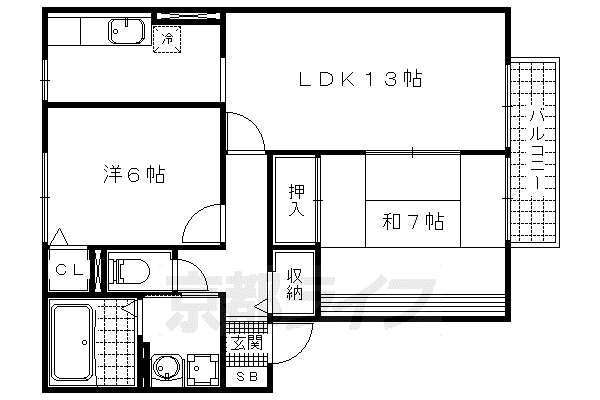 フルーレ高砂(2LDK/2階)の間取り写真