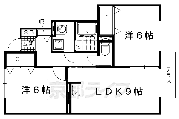 レイクアヴェニュー(2DK/1階)の間取り写真