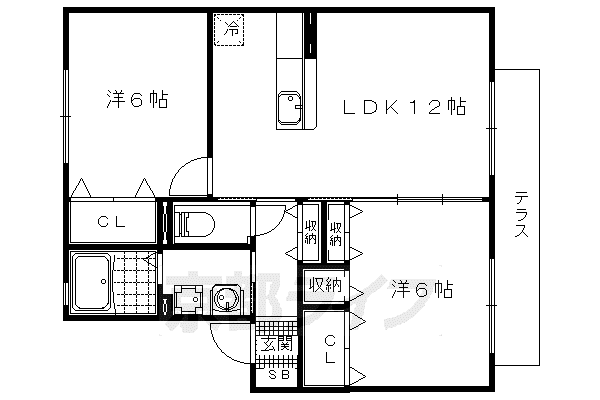 セジュール堅田(2LDK/1階)の間取り写真