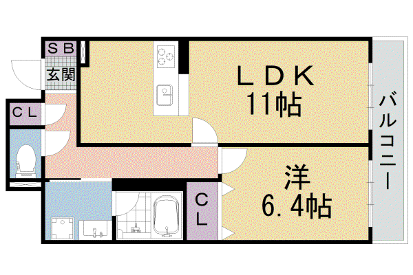パインフィールド東野(1LDK/7階)の間取り写真