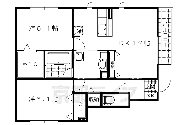 KSFERIOB棟(2LDK/1階)の間取り写真