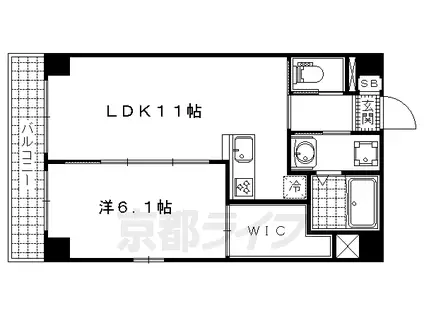 京都市東西線 山科駅 徒歩8分 7階建 築13年(1LDK/2階)の間取り写真
