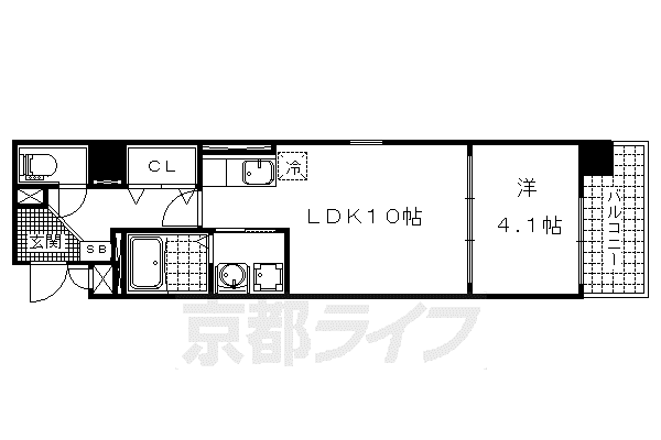 京都市東西線 東野駅(京都) 徒歩13分 7階建 築13年(1LDK/5階)の間取り写真