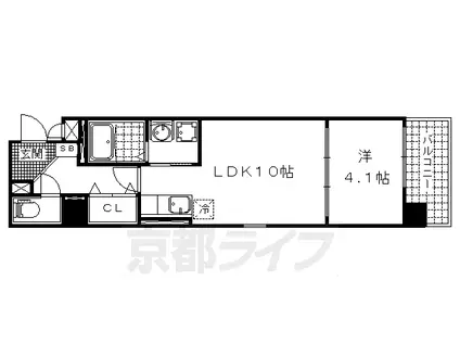 京都市東西線 東野駅(京都) 徒歩13分 7階建 築13年(1LDK/6階)の間取り写真