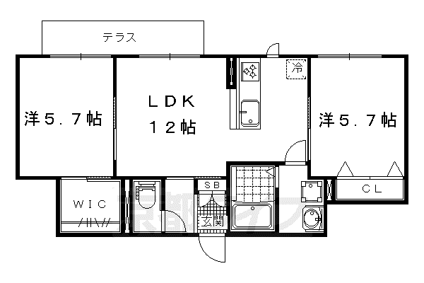 京都市東西線 椥辻駅 徒歩13分 3階建 築13年(2LDK/1階)の間取り写真