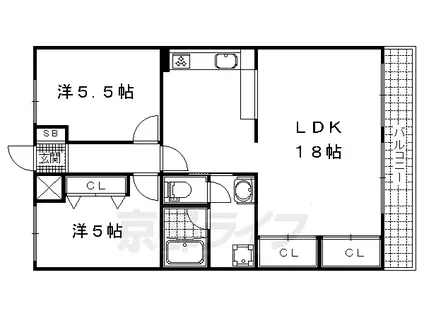 サンハイツ南志賀(2LDK/2階)の間取り写真