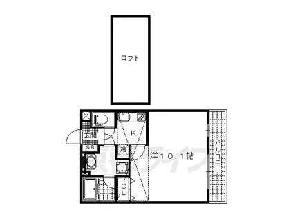 京都市東西線 椥辻駅 徒歩6分 3階建 築12年(1K/3階)の間取り写真