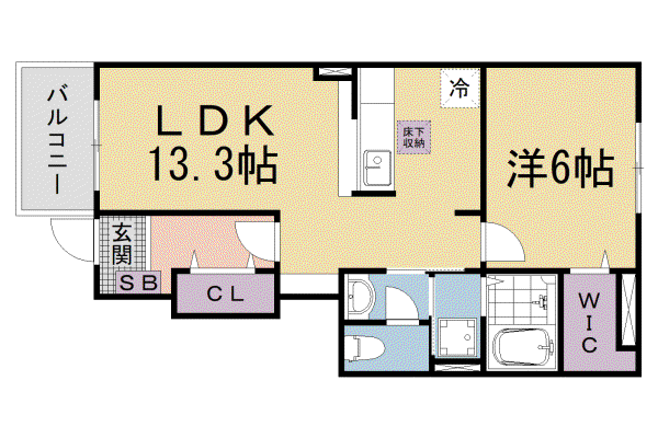 アクアビュー Ⅲ(1LDK/1階)の間取り写真