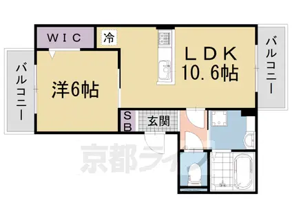 京都市東西線 御陵駅 徒歩11分 3階建 築5年(1LDK/2階)の間取り写真