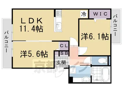 グランスタ花山(2LDK/3階)の間取り写真