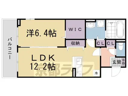 京都市東西線 東野駅(京都) 徒歩12分 2階建 築5年(1LDK/1階)の間取り写真
