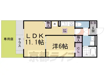 湖西線 堅田駅 徒歩9分 2階建 築15年(1LDK/2階)の間取り写真