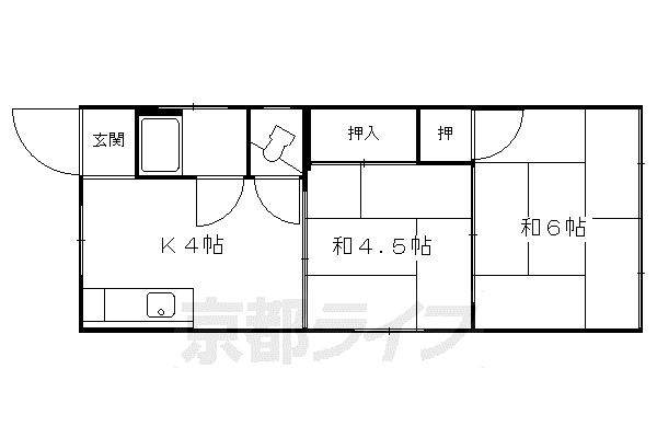 大橋マンション(2K/2階)の間取り写真
