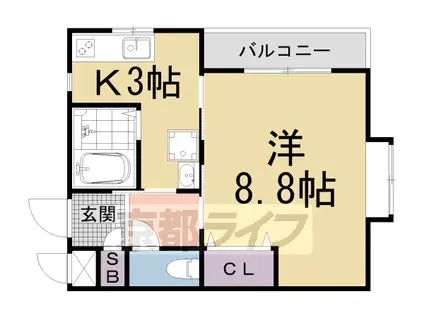 湖西線 おごと温泉駅 徒歩6分 3階建 築24年(1K/3階)の間取り写真