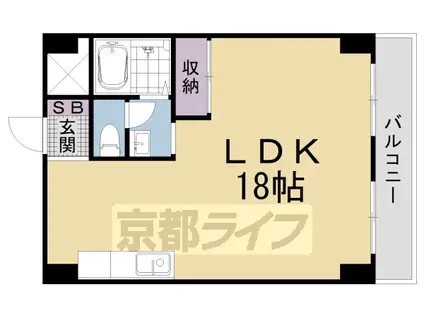 第16洛西ハイツ瀬田(ワンルーム/2階)の間取り写真