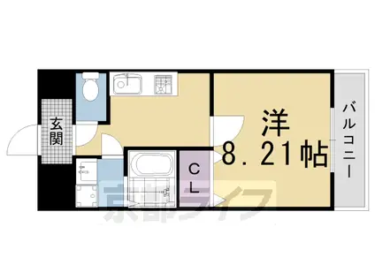 京都市烏丸線 今出川駅 徒歩6分 3階建 築4年(1K/2階)の間取り写真