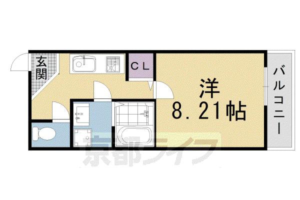 京都市烏丸線 今出川駅 徒歩6分 3階建 築5年(1K/3階)の間取り写真