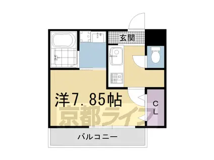 京都市烏丸線 今出川駅 徒歩6分 3階建 築4年(1K/1階)の間取り写真