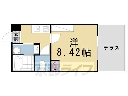京福北野線 北野白梅町駅 徒歩18分 4階建 築4年(1K/1階)の間取り写真