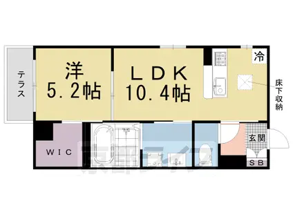 京福北野線 北野白梅町駅 徒歩7分 3階建 築4年(1LDK/1階)の間取り写真