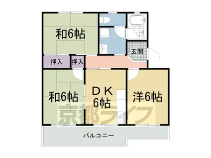 コンステラベガ若葉台(3DK/4階)の間取り写真