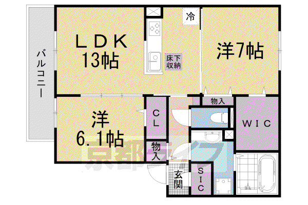 京都市東西線 椥辻駅 徒歩28分 3階建 築5年(2LDK/1階)の間取り写真