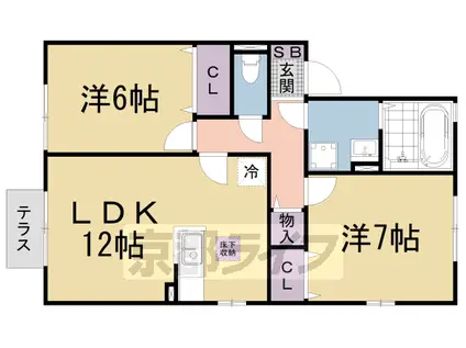 リビングタウン堅田C棟(2LDK/1階)の間取り写真