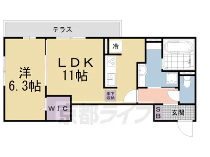 京都市東西線 御陵駅 徒歩12分 3階建 築5年(1LDK/1階)の間取り写真