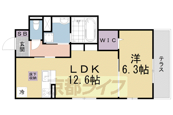 京都市東西線 御陵駅 徒歩12分 3階建 築5年(1LDK/1階)の間取り写真