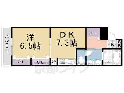 京阪電気鉄道京阪線 中書島駅 徒歩29分 3階建 築5年(1DK/1階)の間取り写真