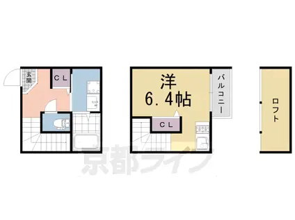 クレセント大亀谷(1K/1階)の間取り写真